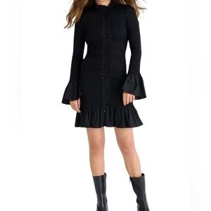 J. Crew NWT Organic Cotton Smocked Mini Dress Black Size S